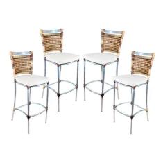 Imagem de Kit 4 Banquetas Em Alumínio Jk Para Cozinha Capuccino