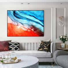 Imagem de Quadro Canvas Abst. Marmorizado  e Laranja 80x1,00
