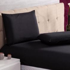 Imagem de Jogo De Cama Queen 3 Peças Percal 200 Fios Sleep Preto - Tô Decorando