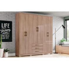 Imagem de Guarda Roupa Casal 6 Portas E 3 Gavetas Caju Da136 Jequitibá Brilho - Henn