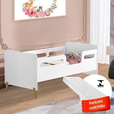 Imagem de Cama Infantil Com Grade E Colchão Branco Cecilia VJ Móveis
