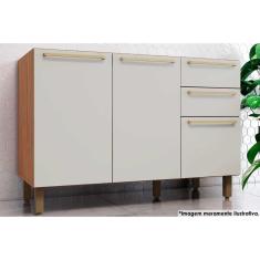 Imagem de Balcão de Cozinha Requinte c/ 3 Portas e 2 Gavetas s/Tampo 120cm Nature/Areia - Henn