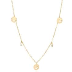 Imagem de Colar Infantil Rommanel Elo Cadeado 3 Carinhas Smiles Ouro 18K 532348