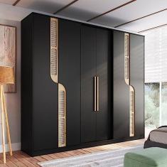Imagem de Guarda Roupa Casal 6 Portas 4 Gavetas Apolo Onix Preto