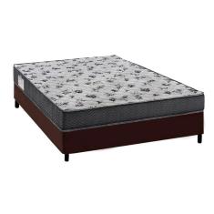 Imagem de Cama Box Viúva: Colchão Espuma Ortobom D33/EP Anatômico Fort Tech ISO 100 + Base CRC Courano Brown(128x188)