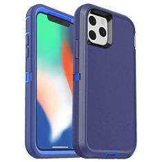 Imagem de 3 in1 para iphone12 13 pro max xs max capa capa de cinto clipe de proteção resistente capa para iphone 7 8 plus, azul escuro azul, para iphone xs max