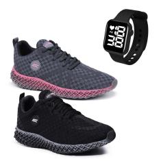 Imagem de O Kit 2 Pares de Tênis + Relógio Quadrado – Seu Estilo, Sua Praticidade-Unissex