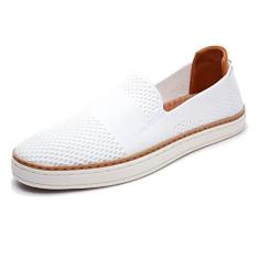Imagem de TRULAND Tênis feminino sem cadarço moderno – Mocassins de malha respirável casuais de verão confortáveis, Branco, 38