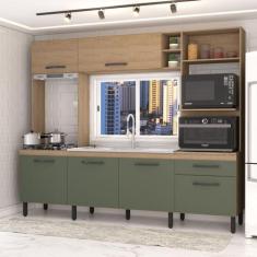 Imagem de Cozinha Compacta Mavie 6 Portas 1 Gaveta Pistão Freijó/Jade - Panorama