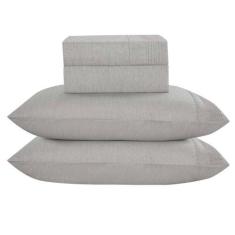 Imagem de Jogo Cama Lençol Alba Casal Padrão Detalhes Plissados Percal 300 Fios 