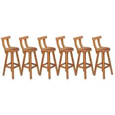 Imagem de Kit 6 Banquetas Alta com Encosto Madeira Maciça - Natural