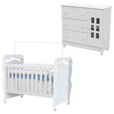 Imagem de Berço Americano New Nanda E Cômoda Mariah Branco Brilho - Carolina