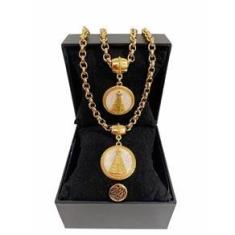 Imagem de Colar + Pulseira + Nossa Senhora Elo Português Grosso 6mm