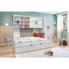 Imagem de Quarto Infantil Chiara Guarda Roupa De 2 Portas + Modulo Aéreo + Cama + Auxiliar - Phoenix Baby