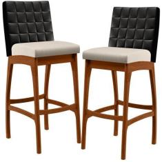 Imagem de Kit 02 Banquetas Altas Cozinha Sala De Jantar Fixa Mila B04 Corano Pre