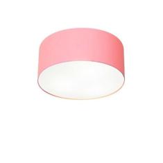 Imagem de Plafon Cilíndrico Md-3010 Cúpula em Tecido 30x12cm Rosa Bebê - Bivolt