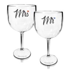 Imagem de Kit 2 Taças Gin Personalizadas Mr&Mrs Acrílico - Para Dia dos Namorados