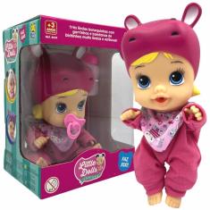 Imagem de Boneca Little Dolls Soninho Bebê Faz Xixi Bonequinha Brinquedo DiverToys Hipopótamo