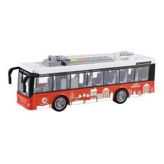Imagem de Ônibus Miniatura Fricção Som Luz E Abre Portas 28cm Vermelho - Dm Bras