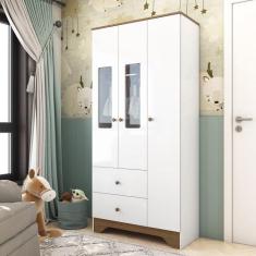 Imagem de Guarda Roupa Infantil 3 Portas Com Janelas Retangulo E 2 Gavetas 100%