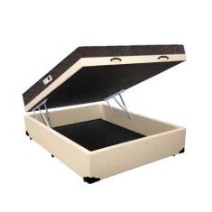 Imagem de Cama Box Baú Casal Colchão Espuma D33 + Box Sintético Bege Serra Negra 59x138x188