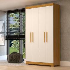Imagem de Guarda-roupa Solteiro 109,80cm 4 Portas 100% Mdf Papoulas Espresso Móveis Cinamomo/Off White