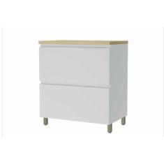 Imagem de Armário De Cozinha Modulado Balcão Rainha 1 Porta E 1 Gaveta C/ Tampo 80cm Branca/nature - Nesher