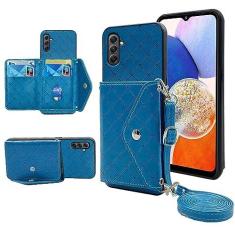 Imagem de Furiet Capa carteira compatível com Samsung Galaxy A14/M14 5G com alça de ombro transversal e suporte de couro para cartão de crédito, acessórios para celular, capa para celular A 14 4G 14 A 14 M G5