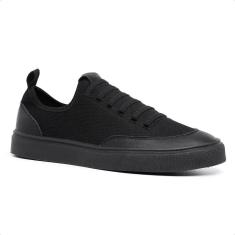 Imagem de Tênis Sapatênis Casual Skate Unissex Sola Reta Cano Baixo Leve Conforto Preto Escolar-Unissex