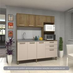 Imagem de Cozinha Compacta 8 Portas E 2 Gavetas Luciane Móveis Carvalho Avelã Ci