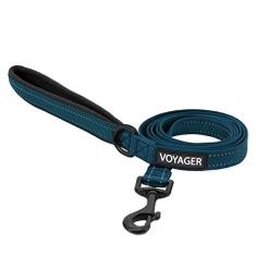 Imagem de Best Pet Supplies Coleira Refletora Voyager Para Cães Com Alça De Neoprene 1 5 M De Comprimento Suporta Filhotes Pequenos Médios E Grandes Fofos E Resistentes Para Caminhar Correr E Treinar - Azul M