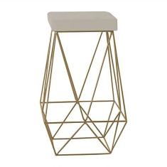 Imagem de Banqueta Decorativa Kathy Base Gold Suede Bege - Gran Belo