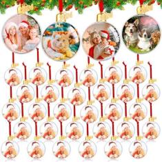Imagem de Gushu 48 peças de enfeite de foto bola de enfeite de Natal, enfeites de plástico para pendurar de Natal DIY e enfeites de foto personalizados para decoração de Natal, enfeites de árvore de Natal