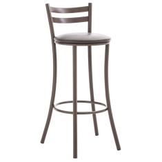 Imagem de Banqueta Alta em Aço para Cozinha com Encosto Marrom