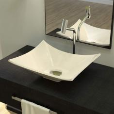 Imagem de Cuba Lux L38W Folha com Válvula Click de Metal Compace Bege