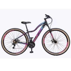 Imagem de Bicicleta Feminina Aro 29 Ksw Mwza Alumínio 27v Freio a Disco Mecânico Garfo com Suspensão - Preto/Pink/Azul