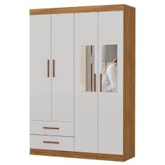 Imagem de Guarda Roupa Hercules Solteiro 4 Portas 2 Gavetas Carioca Cor Cinamomo Off White