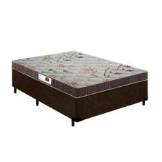 Imagem de Cama Box Casal Colchão Espuma D45 Bordado + Box Suede Marrom RC Sono L
