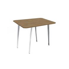 Imagem de Mesa p/ Cozinha Iguaçu Aço c/ Tampo Madeirado 90x90cm Cromada/Nogueira - Kappesberg