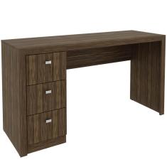 Imagem de Mesa Escrivaninha 136cm Computador 3 Gavetas Marrom Tecnomobili Reta ME4102 Nogal