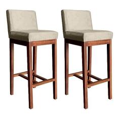 Imagem de Kit 2 Banquetas Alta para Cozinha Lisboa 100 Cm Suede Bege CCS