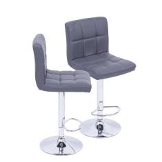 Imagem de Kit 02 Banquetas Boxbit Gomos Confort Estofada Cinza Base Cromada