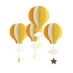 Imagem de TOYANDONA 4 balões de ar quente de papel 3D, balões de ar pendurados, nuvens, estrelas, decoração para aniversário, casamento, chá de bebê