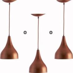 Imagem de Kit 3 Lustres Pd Gota Pequena Alumínio 21cm Cobre