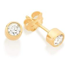 Imagem de Brinco Solitário Rommanel Folheado A Ouro E Cristal 520185
