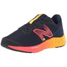 Imagem de New Balance Tênis de corrida infantil Fresh Foam Arishi V4 com cadarço, Team Navy/Electric Red/Egg Yolk