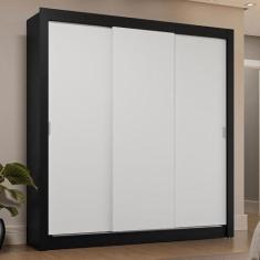 Imagem de Guarda-roupa Casal 3 Portas de Correr Preto/branco Sublime Plus Madesa