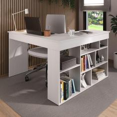 Imagem de Mesa de Escritório em L 8 Nichos Montecello Yescasa Branco/Branco