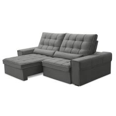 Imagem de Sofá 5 Lugares Retrátil e Reclinável Alasca Veludo Prata