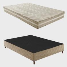 Imagem de Box Casal Florença 42x138x188cm com Colchão Casal Quality Plus Duoface 20x138x188cm Rustico Bege